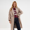 Manteau long boutonn&eacute; beige femme