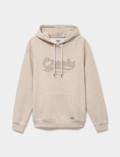Sweat hoodie 1 poche manches longues beige homme