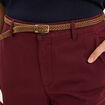 Pantalon chino regular ceinture tress&eacute;e violet fonc&eacute; femme