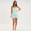 Haut de pyjama d&eacute;bardeur gaze de coton bleu clair femme