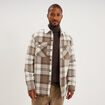 Surchemise carreaux doubl&eacute;e effet sherpa taupe homme