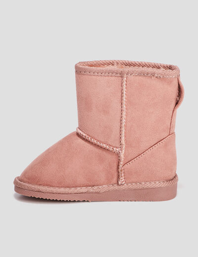 Bottines chaudes aspect suédine rose fille