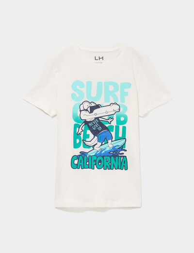 T-shirt manches courtes coton blanc gar&ccedil;on