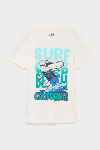 T-shirt manches courtes coton blanc gar&ccedil;on