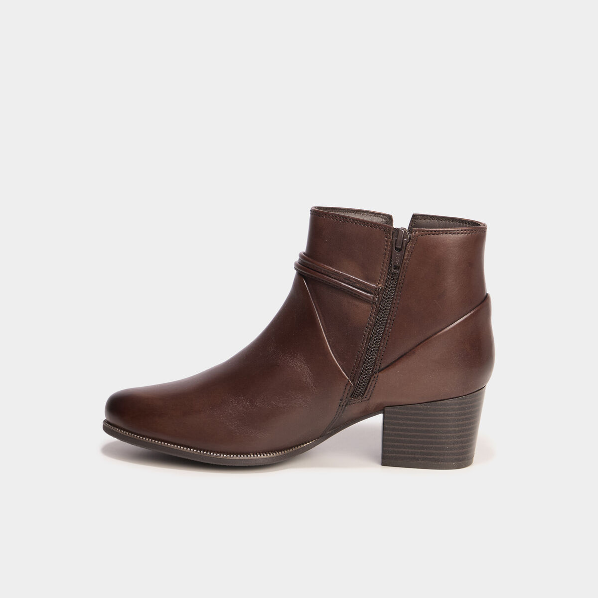 Boots confort en cuir marron femme