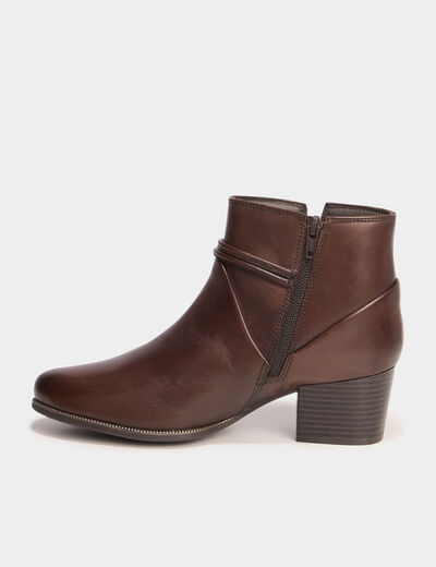 Boots confort en cuir marron femme