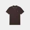 Polo manches courtes bords contrastés marron foncé homme