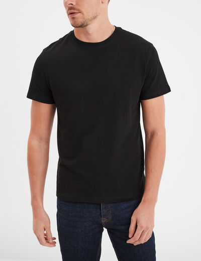 T-shirt droit en coton manches courtes noir homme