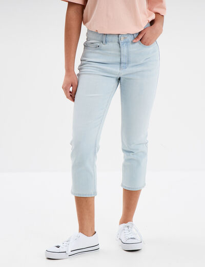 Corsaire slim en jean denim bleach femme
