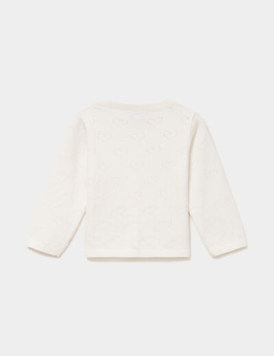 Gilet manches longues boutonn&eacute; blanc b&eacute;b&eacute; fille