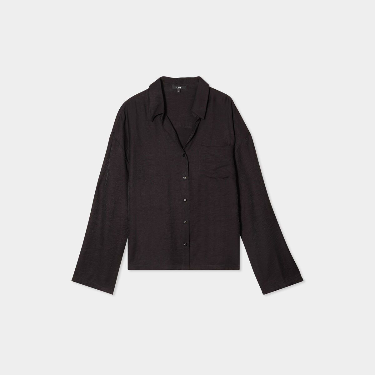 Chemise manches retroussables noir femme
