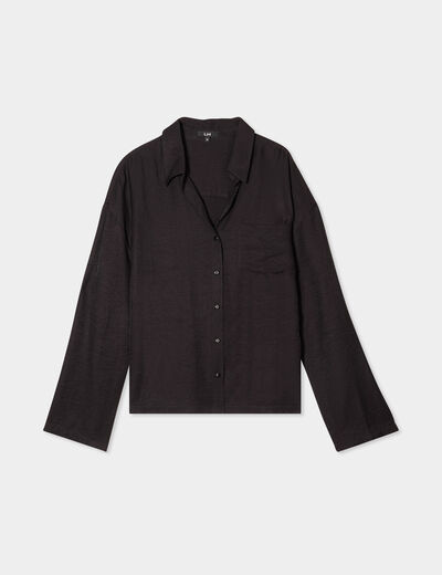 Chemise manches retroussables noir femme