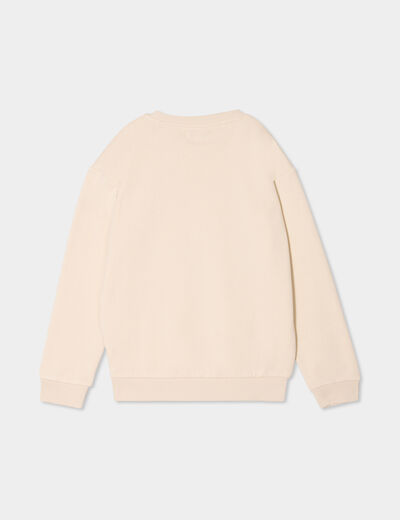 Sweat oversize manches longues col rond ecru garçon