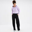 Sweat zippé à capuche court violet clair femme