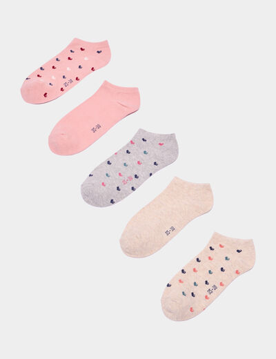 Lot 5 paires chaussettes invisibles multicolore femme