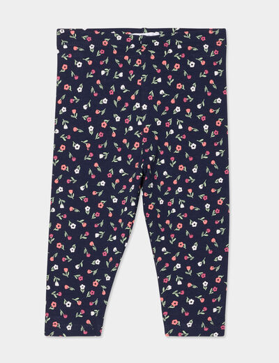 Legging taille élastiquée coton bleu marine bébé fille