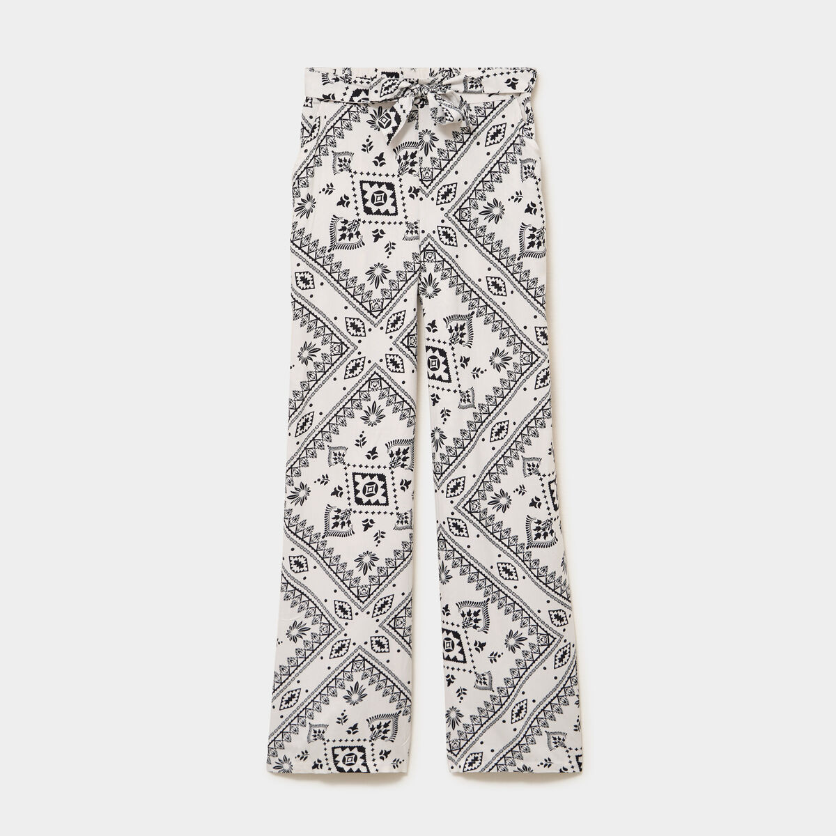 Pantalon large taille &eacute;lastiqu&eacute;e blanc femme