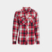 Chemise manches retroussables poches rouge femme