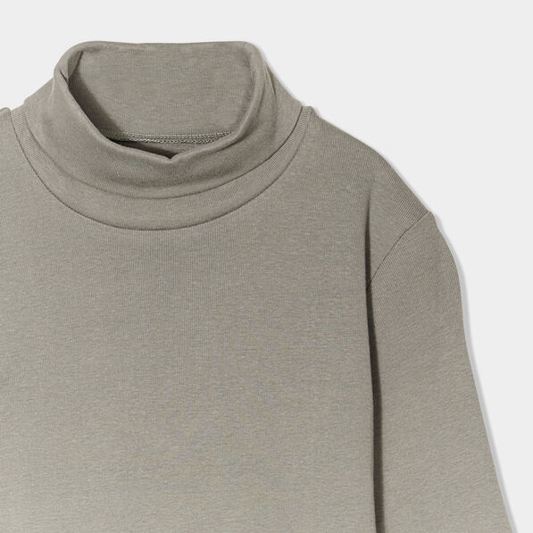 t shirt coton col roule manches longues vert kaki garcon T-shirt coton col roulé manches longues vert kaki garçon