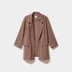 Veste blazer maille cr&ecirc;pe manches 3/4 marron clair femme grande taille