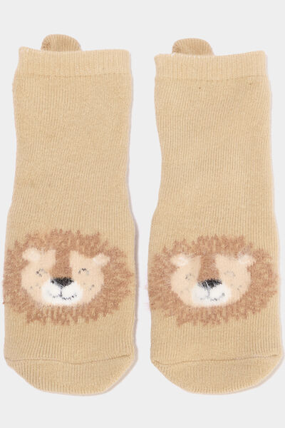 Chaussettes d'int&eacute;rieur marron clair b&eacute;b&eacute; gar&ccedil;on