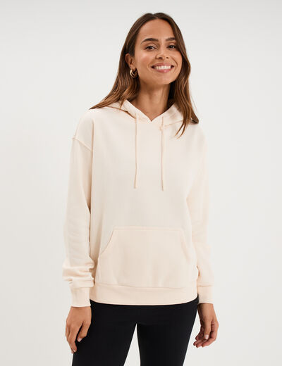 Sweat hoodie molleton &agrave; capuche sable femme