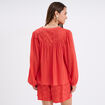 Blouse col tunisien broderie anglaise rouge femme