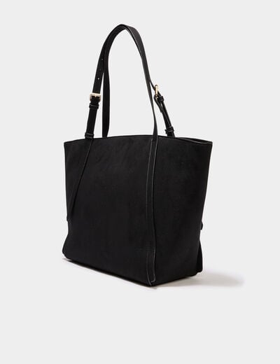 Sac cabas effet su&eacute;dine noir femme