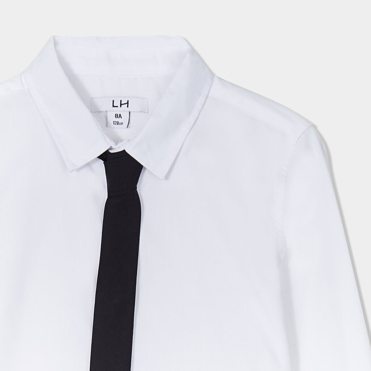 Chemise manches longues avec cravate blanc garçon