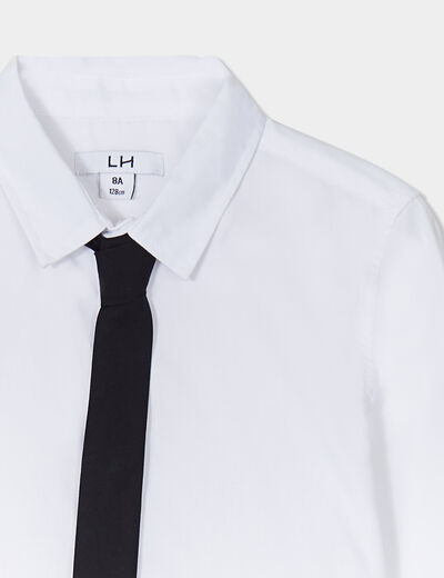 Chemise manches longues avec cravate blanc garçon