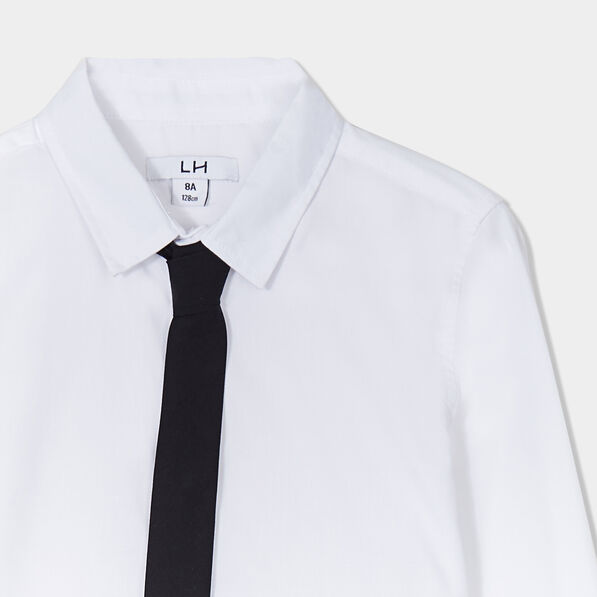 chemise manches longues avec cravate blanc garcon Chemise manches longues avec cravate blanc garçon