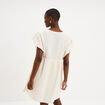 Robe brod&eacute;e manches volants coton creme femme
