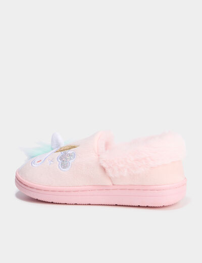Chaussons fourrés brodés rose fille