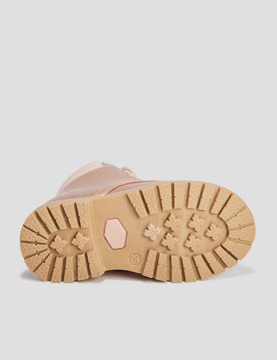 Bottines métallisées rose champagne fille