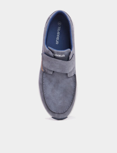 Chaussures bateau à scratchs bleu homme
