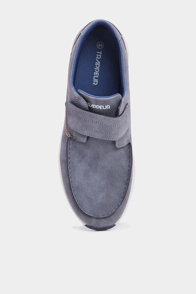 Chaussures bateau &agrave; scratchs bleu homme