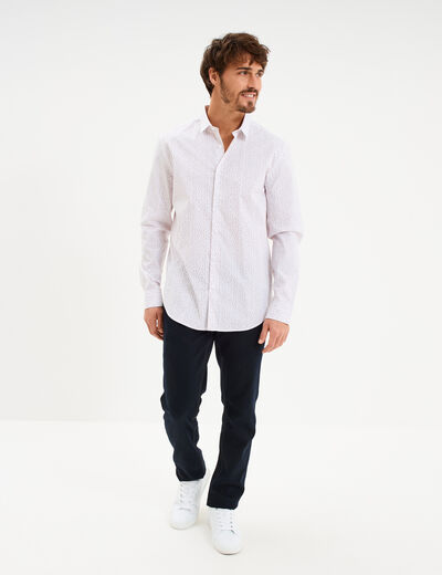 Chemise ajust&eacute;e manches longues blanc homme