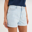 Short mom en jean 5 poches denim bleach femme