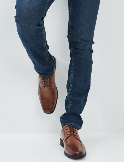 Derbies à lacets à bout carré marron homme
