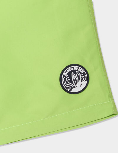 Short de bain uni Wamea Beach vert anis garçon