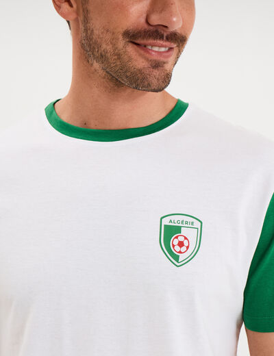 T-shirt maillot de football Alg&eacute;rie blanc mixte