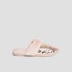 Chaussons mules sequins et fourrure jaune or femme