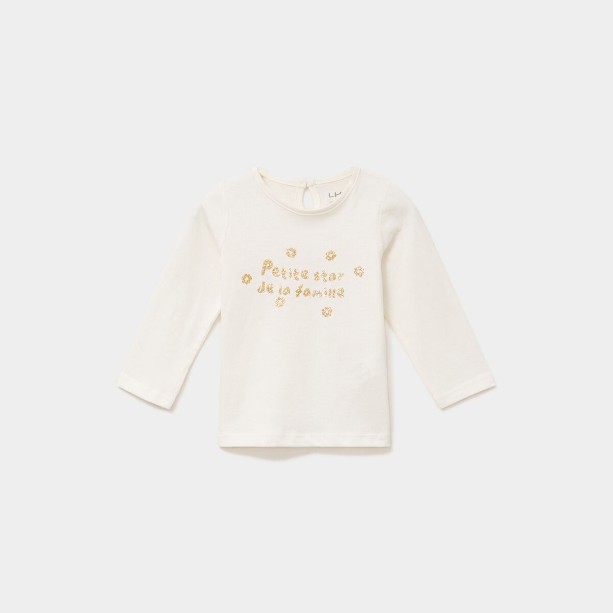 T-shirt manches longues coton blanc b&eacute;b&eacute; fille
