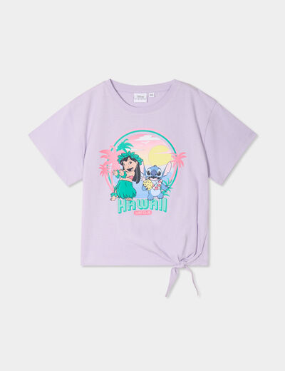 T-shirt d&eacute;tail noeud coton Stitch parme fille