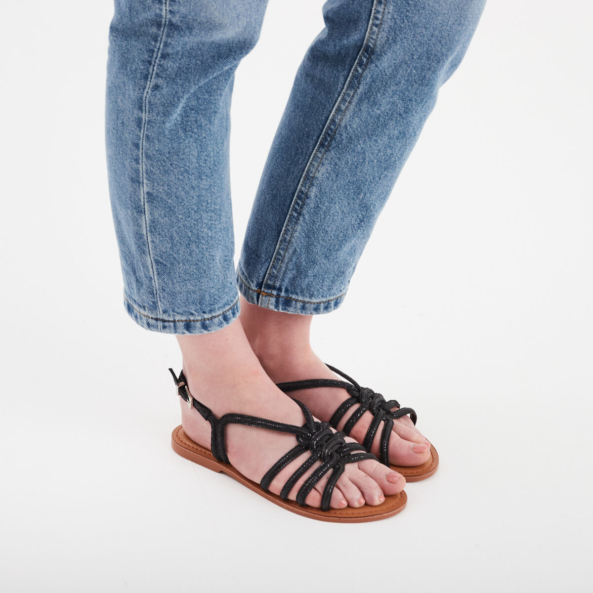 Sandales multibrides en cuir Creeks noir femme