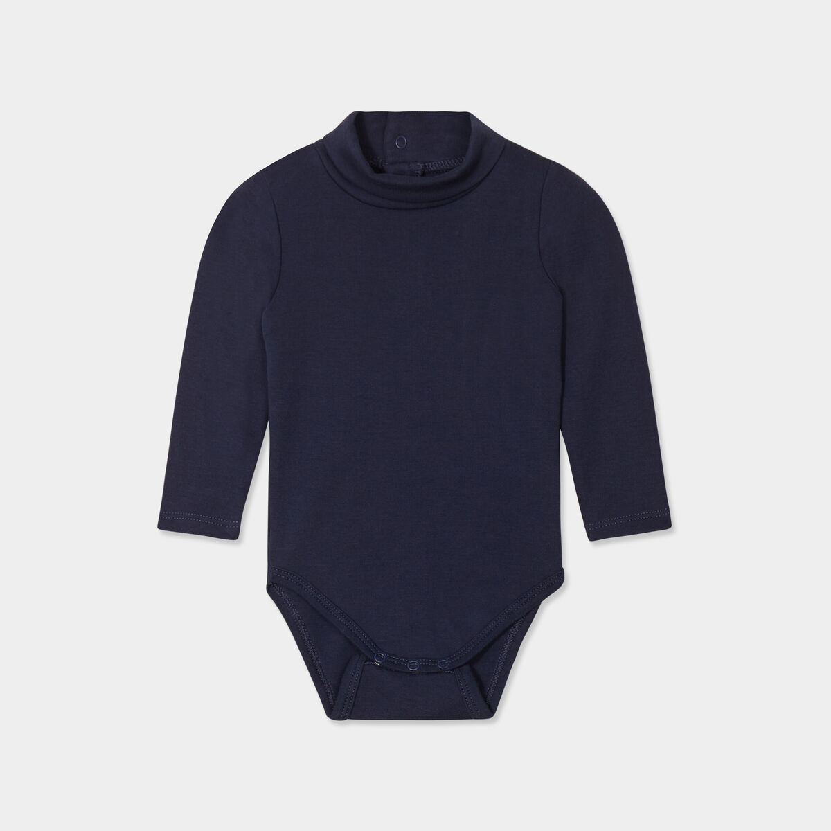 Body col roul&eacute; manches longues coton bleu marine b&eacute;b&eacute; gar&ccedil;on