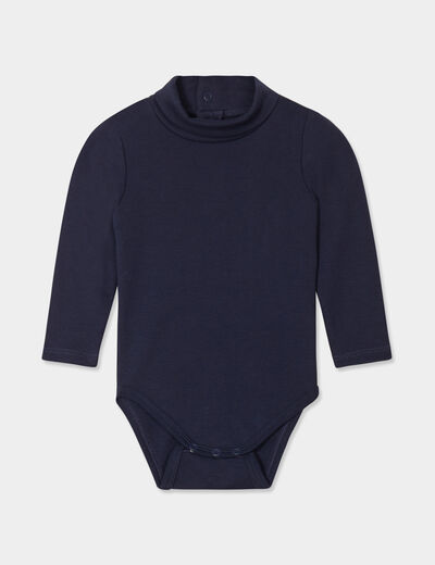 Body col roulé manches longues coton bleu marine bébé garçon