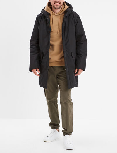 Parka déperlante doublée à capuche noir homme