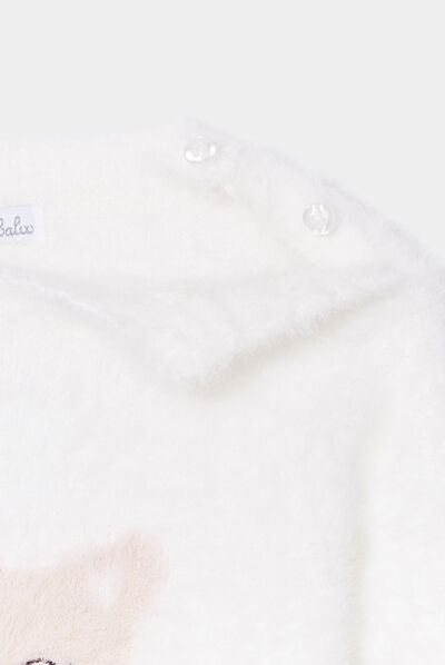 Pull mailles duveteuses Kimbaloo blanc bébé fille