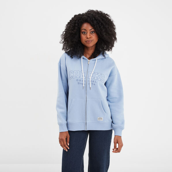 Sweat zippé à capuche Creeks Original bleu clair femme